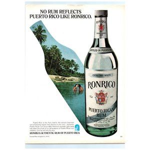 1979 Ron Rico Puerto Rican Rum Vintage Print Ad Palm Trees Couple Beach Wall Art